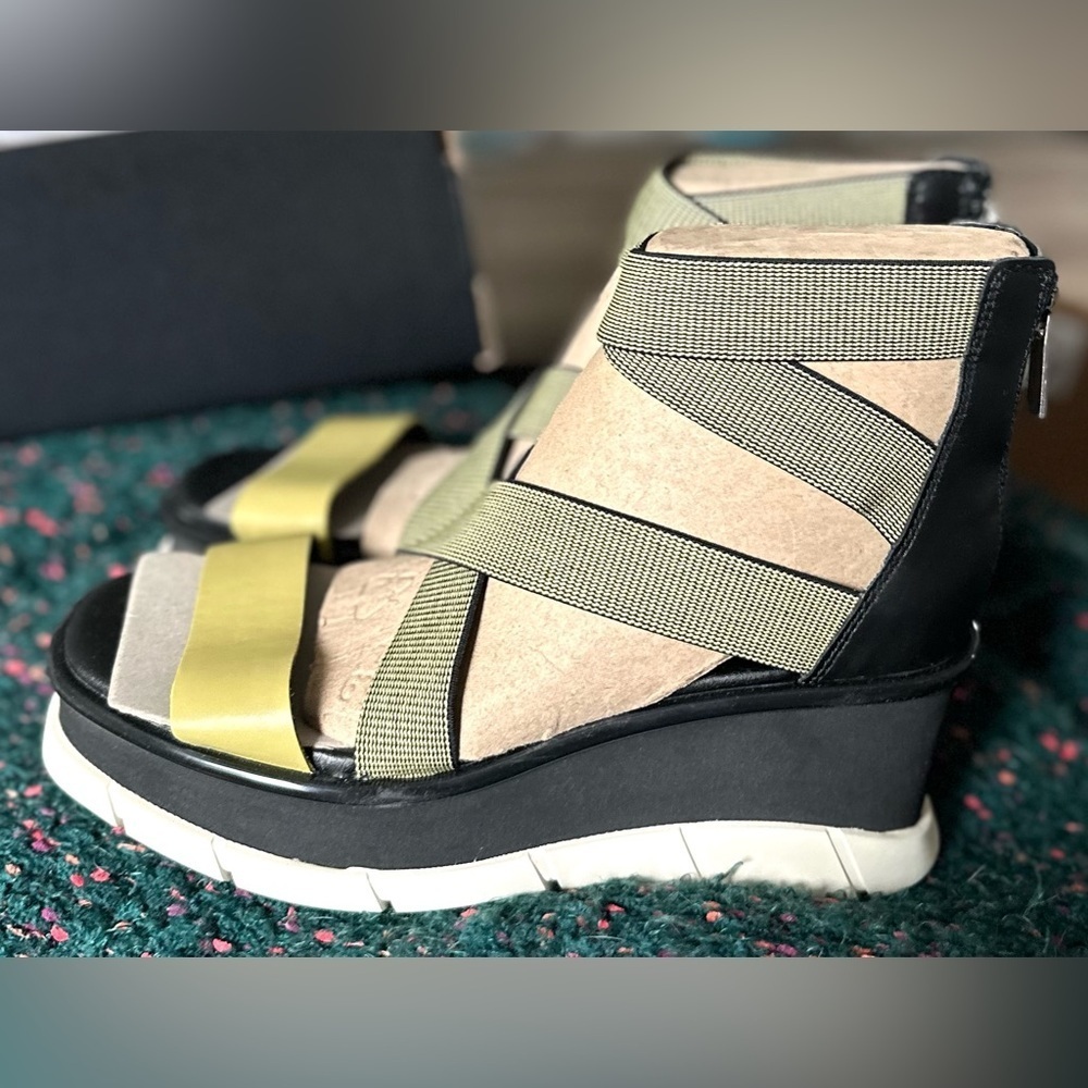 Sorel Joanie III Sport Wedge Sandals Olive NWT 7.5 Comfort Platform - Picture 7 of 14